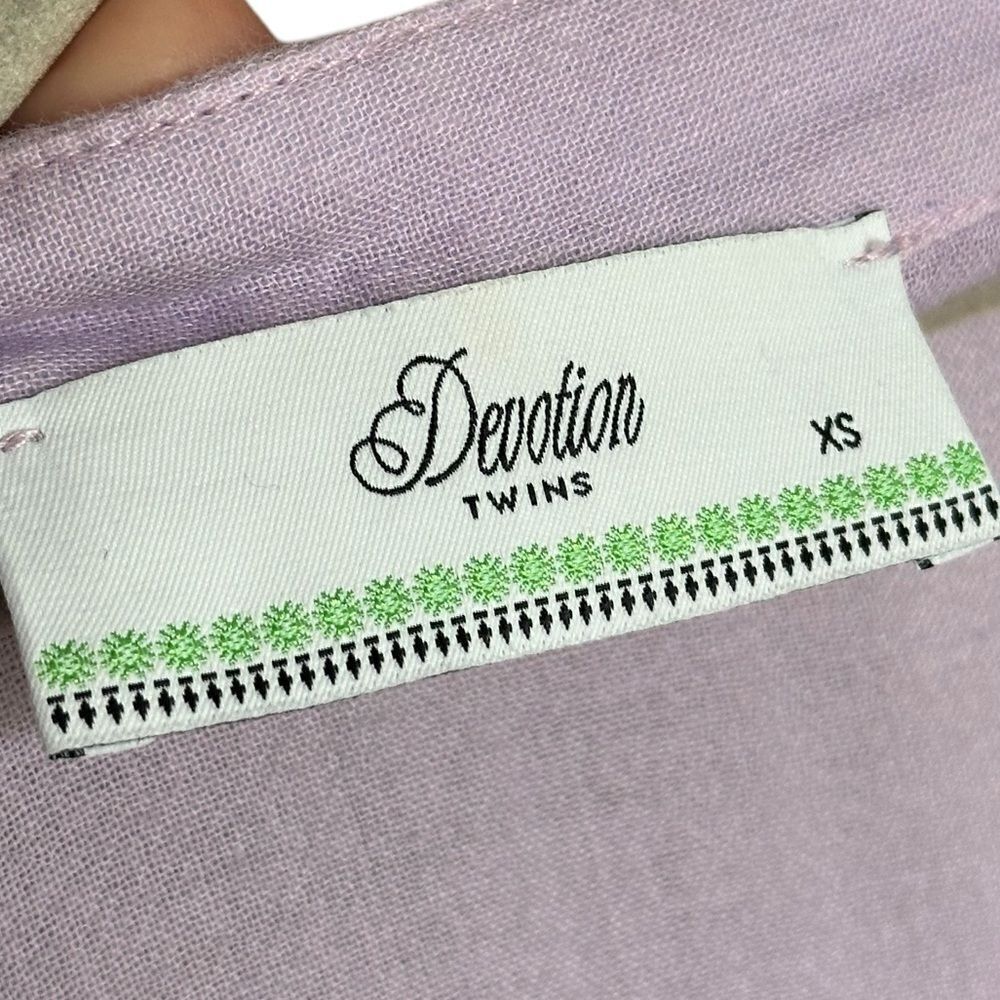Devotion TWINS Lavender Purple Ella Tiered 3/4 Sleeve Boho Mini Dress - Picture 6 of 8